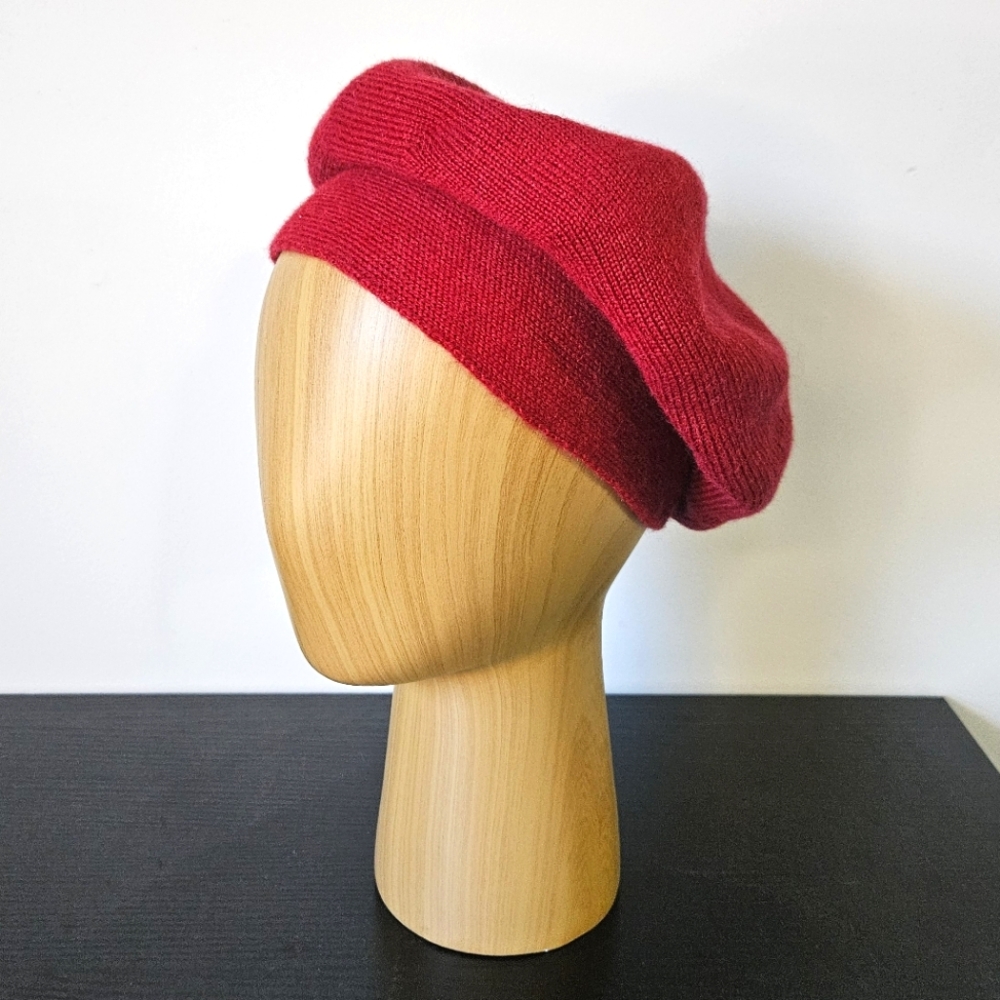Classic Parisian Style Burgandy Red Wool Blend Braxton Stretch OS Beret Hat